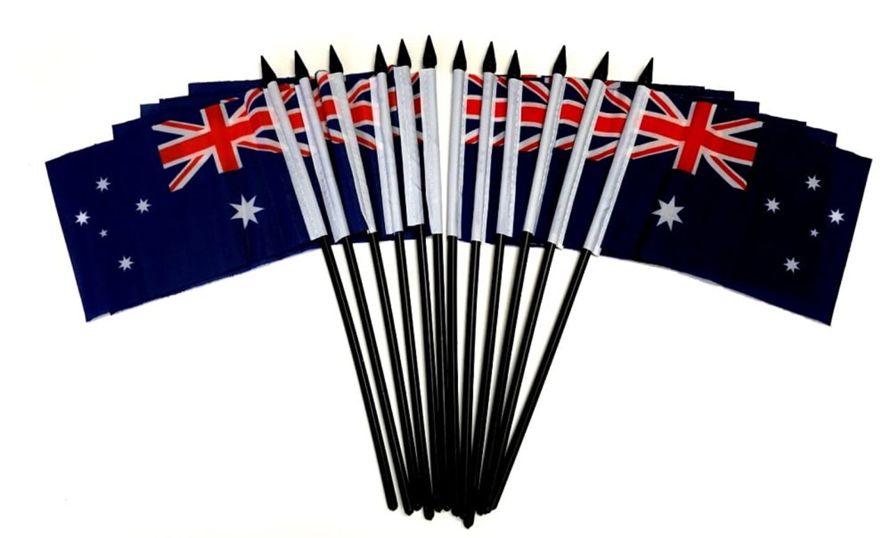 Pack of 12 Australia Mini Flags – 4"x6" Polyester Desk & Hand Waving Set